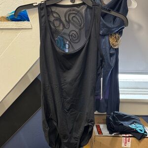 Black leotard with Mesh Back Detail